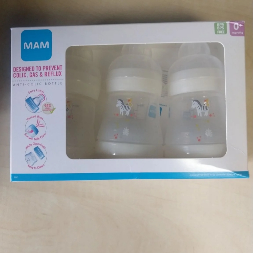 NIB MAM bottle 5oz 3 Pack Anti Colic Bottles - Picture 2 of 8